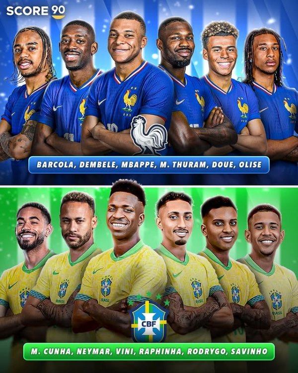 🧐Which forward is the best? France, Brazil, Spain and England forward configuration PK 👇