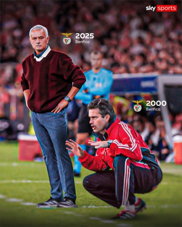 Meet yourself 25 years ago! Mourinho s first coach was at the age of 37 in Benfica, now 62 years old