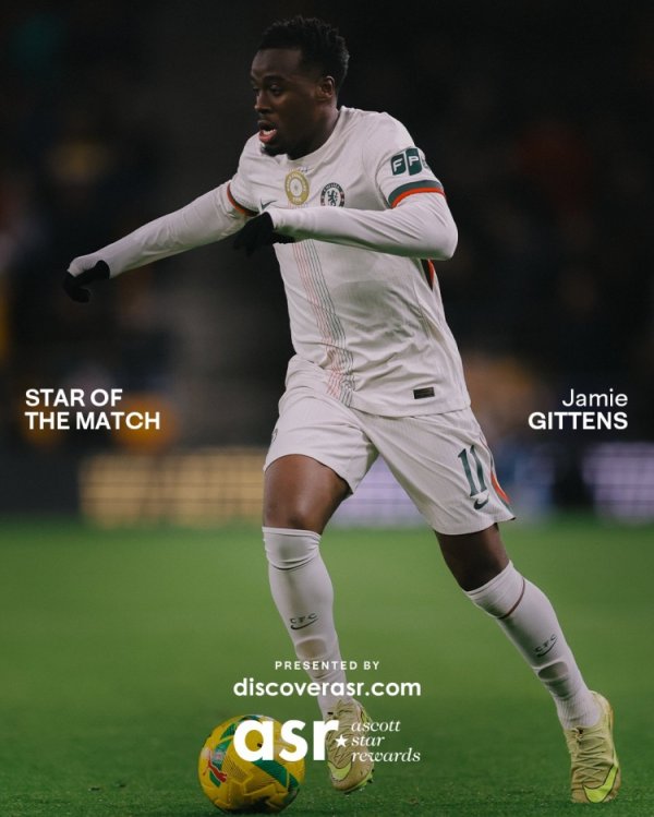 🪩1 shot and 2 passes to shine in the audience! Gittens named player of the match at Chelsea vs Wolves